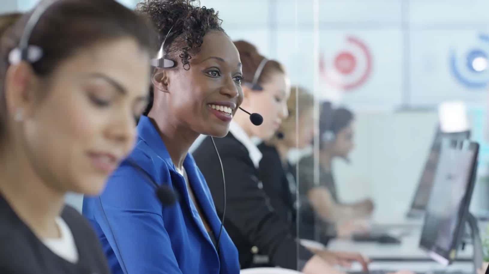 woman working at a call center